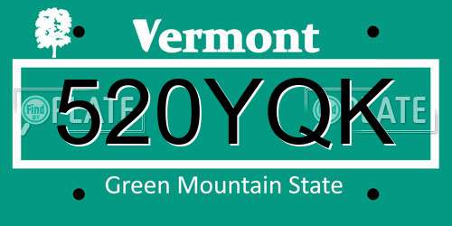 520YQK Vermont License Plate