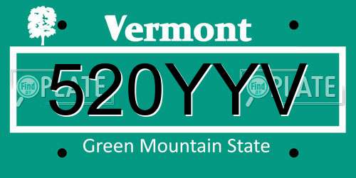 520YYV Vermont License Plate