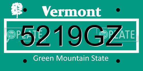 5219GZ Vermont License Plate