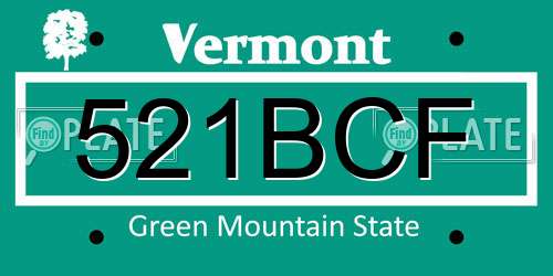 521BCF Vermont License Plate