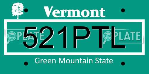 521PTL Vermont License Plate