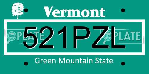521PZL Vermont License Plate