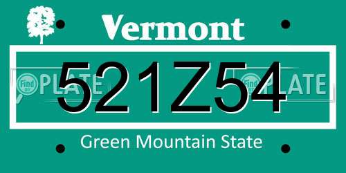 521Z54 Vermont License Plate