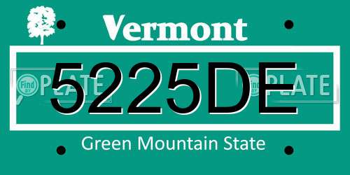 5225DE Vermont License Plate