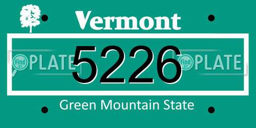 5226 Vermont License Plate