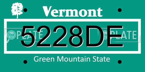 5228DE Vermont License Plate