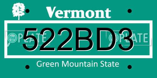 522BD3 Vermont License Plate