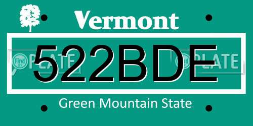 522BDE Vermont License Plate
