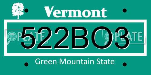 522BO3 Vermont License Plate