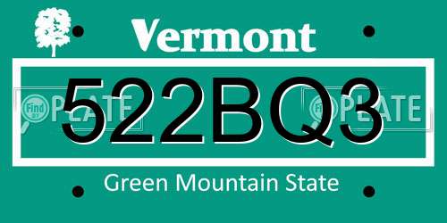 522BQ3 Vermont License Plate