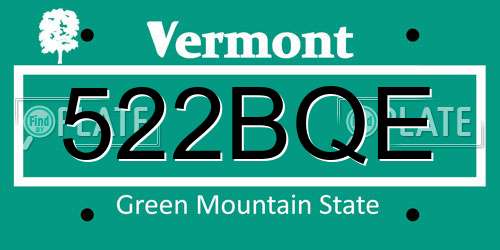 522BQE Vermont License Plate