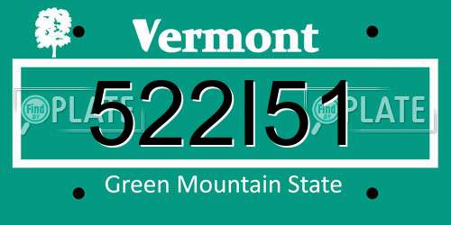 522I51 Vermont License Plate