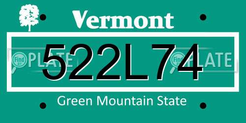 522L74 Vermont License Plate