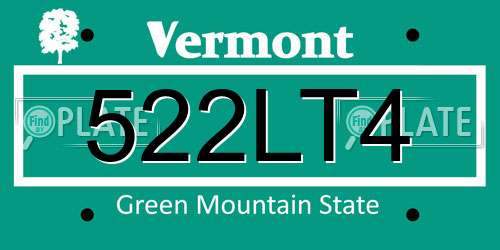 522LT4 Vermont License Plate