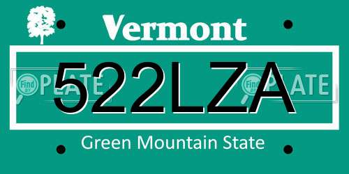 522LZA Vermont License Plate