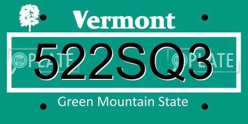 522SQ3 Vermont License Plate