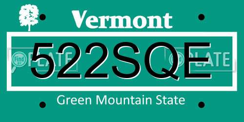 522SQE Vermont License Plate