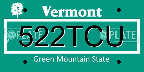 522TCU Vermont License Plate