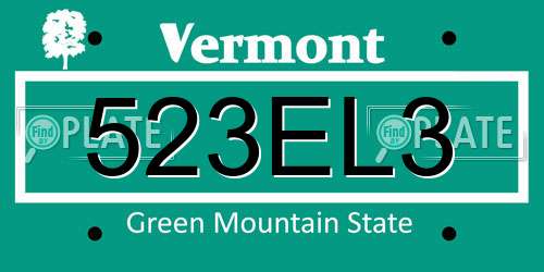 523EL3 Vermont License Plate