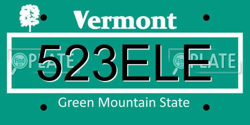 523ELE Vermont License Plate