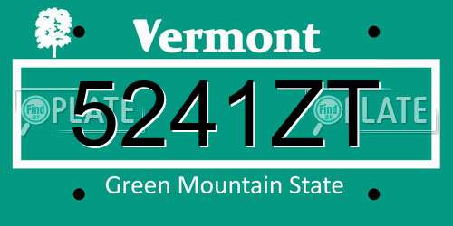 5241ZT Vermont License Plate