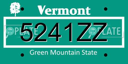 5241ZZ Vermont License Plate
