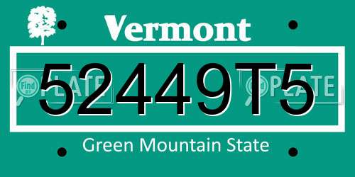 52449T5 Vermont License Plate