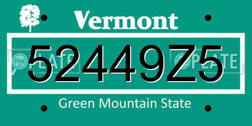 52449Z5 Vermont License Plate