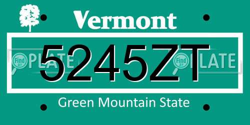 5245ZT Vermont License Plate