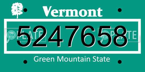 5247658 Vermont License Plate