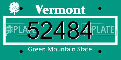 52484 Vermont License Plate