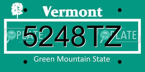 5248TZ Vermont License Plate