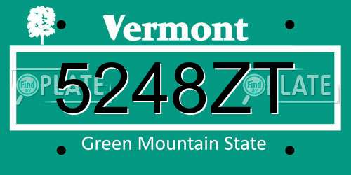 5248ZT Vermont License Plate