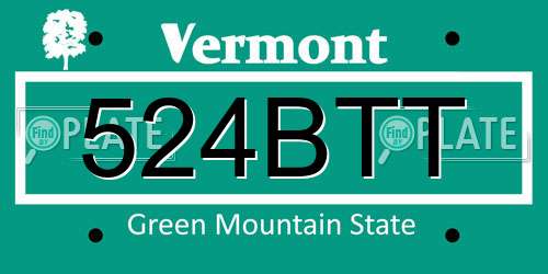 524BTT Vermont License Plate