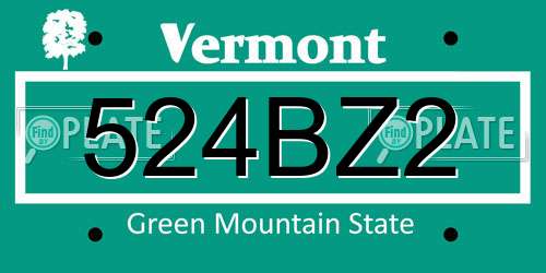 524BZ2 Vermont License Plate
