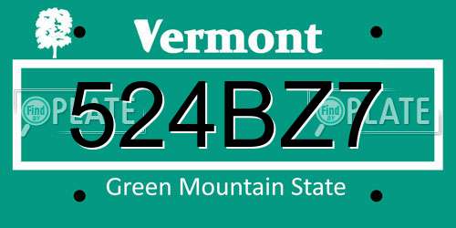524BZ7 Vermont License Plate