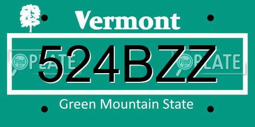 524BZZ Vermont License Plate