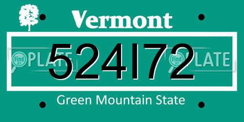 524I72 Vermont License Plate