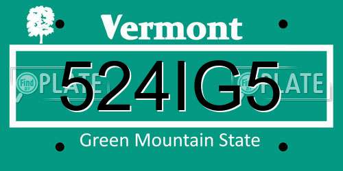 524IG5 Vermont License Plate