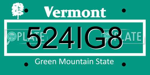 524IG8 Vermont License Plate