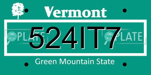 524IT7 Vermont License Plate