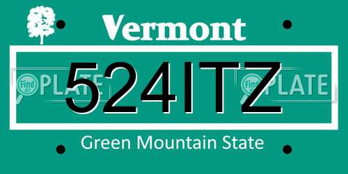 524ITZ Vermont License Plate