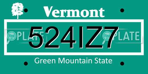 524IZ7 Vermont License Plate