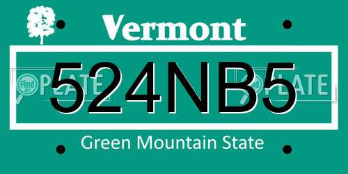 524NB5 Vermont License Plate
