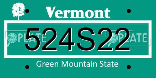 524S22 Vermont License Plate