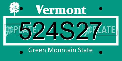 524S27 Vermont License Plate