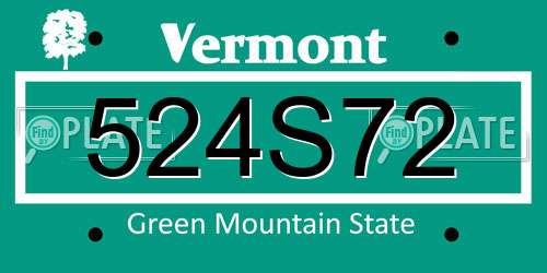 524S72 Vermont License Plate