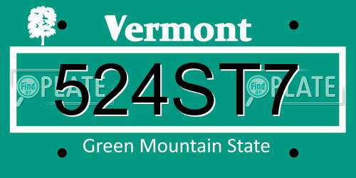 524ST7 Vermont License Plate