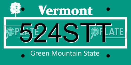 524STT Vermont License Plate