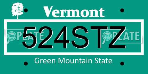 524STZ Vermont License Plate